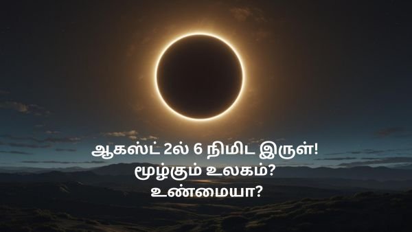 ஆகஸ்ட் 2ல் 6 நிமிட இருள்? NASA clarification - Viral Solar Eclipse 2025 Fact Check Image.