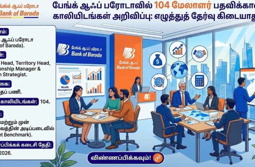 பேங்க் ஆஃப் பரோடா மேலாளர் வேலைவாய்ப்பு 2026 - 104 காலியிடங்கள் அறிவிப்பு!